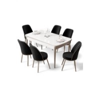 Комплект для столовой Hanah Home Nira White Chrome Black фото №2 — интернет-магазин Desire.md
