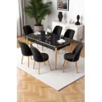 Комплект для столовой Hanah Home Nira Black Marble Gold Black
