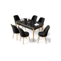 Комплект для столовой Hanah Home Nira Black Marble Gold Black фото №2 — интернет-магазин Desire.md