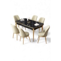 Комплект для столовой Hanah Home Nira Black Marble Gold Cream фото №2 — интернет-магазин Desire.md