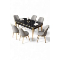 Комплект для столовой Hanah Home Nira Black Marble Gold Grey фото №2 — интернет-магазин Desire.md