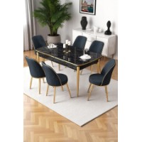 Комплект для столовой Hanah Home Nira Black Marble Gold Anthracite