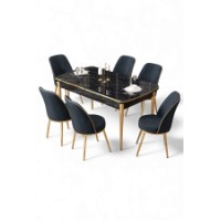 Комплект для столовой Hanah Home Nira Black Marble Gold Anthracite фото №2 — интернет-магазин Desire.md