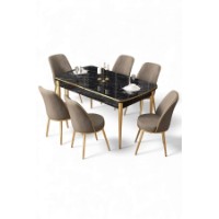 Комплект для столовой Hanah Home Nira Black Marble Gold Cappuccino фото №2 — интернет-магазин Desire.md