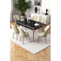 Комплект для столовой Hanah Home Nira Black Marble Chrome Cream