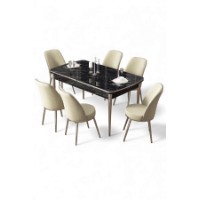 Комплект для столовой Hanah Home Nira Black Marble Chrome Cream фото №2 — интернет-магазин Desire.md