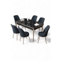 Комплект для столовой Hanah Home Nira Black Marble Chrome Anthracite фото №2 — интернет-магазин Desire.md