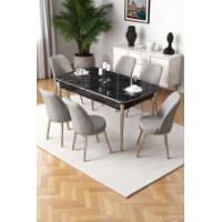 Комплект для столовой Hanah Home Nira Black Marble Chrome Grey