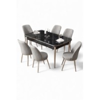 Комплект для столовой Hanah Home Nira Black Marble Chrome Grey фото №2 — интернет-магазин Desire.md