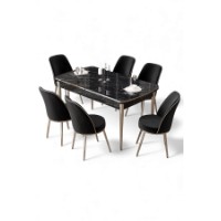 Комплект для столовой Hanah Home Nira Black Marble Chrome Black фото №2 — интернет-магазин Desire.md