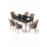 Комплект для столовой Hanah Home Nira Black Marble Chrome Cappuccino фото №2 — интернет-магазин Desire.md
