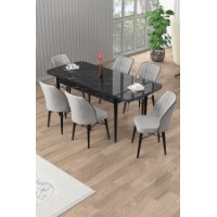 Комплект для столовой Hanah Home Uzi Black Marble Grey