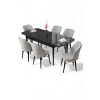 Комплект для столовой Hanah Home Uzi Black Marble Grey фото №2 — интернет-магазин Desire.md