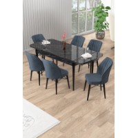 Комплект для столовой Hanah Home Uzi Black Marble Anthracite