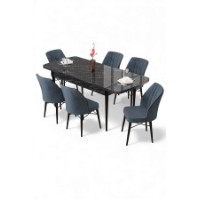 Комплект для столовой Hanah Home Uzi Black Marble Anthracite фото №2 — интернет-магазин Desire.md