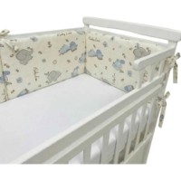 Protectie laterala pentru patut Holala Kids Pro Tiny Blue Friends 120x60cm