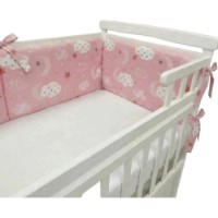 Protectie laterala pentru patut Holala Kids Pro Pink Clouds 120x60cm
