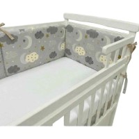Protectie laterala pentru patut Holala Kids Pro Grey Clouds 120x60cm