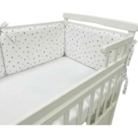 Protectie laterala pentru patut Holala Kids Pro White/Grey Little Hearts 120x60cm