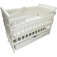 Protectie laterala pentru patut Holala Kids Pro White/Maro Little Stars 120x60cm