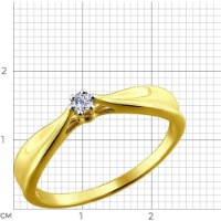 Inel din aur galben cu diamant Casa Bosco 1011439-2 1,65g s.17,5 imaginea #2 — magazin online Desire.md