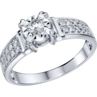 Inel din aur alb cu diamante Casa Bosco 1011803 2,16g s.19
