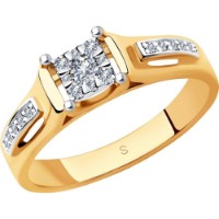 Inel din aur combinat cu diamante Casa Bosco 1011869 2,69g s.17,5