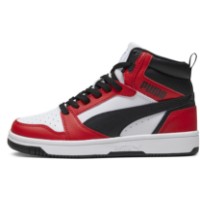 Bocanci pentru copii Puma Rebound V6 Mid Jr Puma White/Puma Black/For All Time Red, s.36 imaginea #2 — magazin online Desire.md