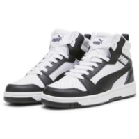 Bocanci pentru copii Puma Rebound V6 Mid Puma White/Black/Shadow Gray, s.38