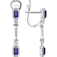 Cercei din aur alb cu diamnate si safir Casa Bosco 2021035-3 3,99g