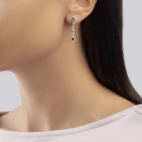 Cercei din aur alb cu diamnate si safir Casa Bosco 2021035-3 3,99g imaginea #2 — magazin online Desire.md
