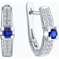Cercei din aur alb cu diamnate si safir Casa Bosco 2021073-3 3,37g imaginea #2 — magazin online Desire.md