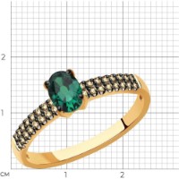 Inel din aur rosu cu diamante coniac si smarald Casa Bosco 3010619 1,79g s.17 imaginea #2 — magazin online Desire.md
