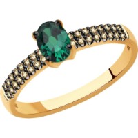 Inel din aur rosu cu diamante coniac si smarald Casa Bosco 3010619 1,93g s.18 imaginea #1 — magazin online Desire.md
