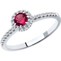 Inel din aur alb cu diamante si rubin Casa Bosco 4010655-3 1,74g s.17 imaginea #1 — magazin online Desire.md