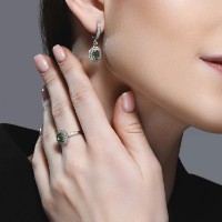 Cercei din aur alb cu diamante si turmalina Casa Bosco 6024227-3 4,88g imaginea #3 — magazin online Desire.md
