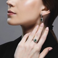 Cercei din aur alb cu diamante si turmalina Casa Bosco 6024232-3 5,36g imaginea #3 — magazin online Desire.md