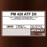 Трансмиссионное масло Pemco ATF IID iMatic 420 10L фото №2 — интернет-магазин Desire.md