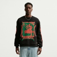 Hanorac pentru bărbați Nike Sportswear Fleece Crew-Neck Black/Bright Crimson/White/Safety Orange, s.S