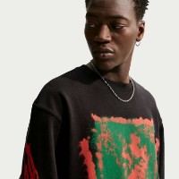 Hanorac pentru bărbați Nike Sportswear Fleece Crew-Neck Black/Bright Crimson/White/Safety Orange, s.S imaginea #2 — magazin online Desire.md