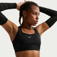 Bustieră Nike Swift High-Support Lightly Lined Black/Silver, s.XL