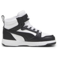 Bocanci pentru copii Puma Rebound V6 Mid Ac+ Inf Puma White/Black/Shadow Gray, s.22 imaginea #3 — magazin online Desire.md