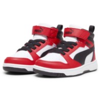 Bocanci pentru copii Puma Rebound V6 Mid Ac+ Ps Puma White/Black/For All Time Red, s.35