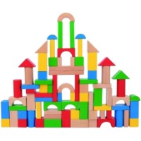 Set de construcție Tooky Toy TK Wooden Building Blocks 100 PCS (TH467)