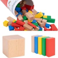 Set de construcție Tooky Toy TK Wooden Building Blocks 100 PCS (TH467) imaginea #2 — magazin online Desire.md