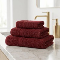 Prosop Bumbacel Velur Stripes Burgundy 70×135 cm (5043_70x135_19-1331-1)