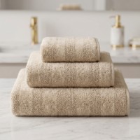 Prosop Bumbacel Velur Stripes Latte 70x135cm (5043_70x135_24-041)