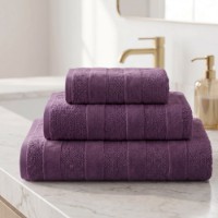 Prosop Bumbacel Velur Stripes Violet 70×135cm (5043_70x135_19-3619-3)