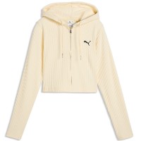Hanorac damă Puma Ess Ribbed Full-Zip Soft Touch Buttercream Heather, s.M
