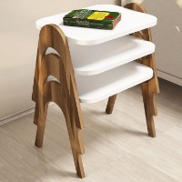 Set măsuţe cafea Hanah Home Paris Walnut White